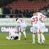 La joie des joueurs du FC Sion, lors de la rencontre de Super League face au FC Zurich ce samedi 15 février 2025 au Stade de Tourbillon a Sion.